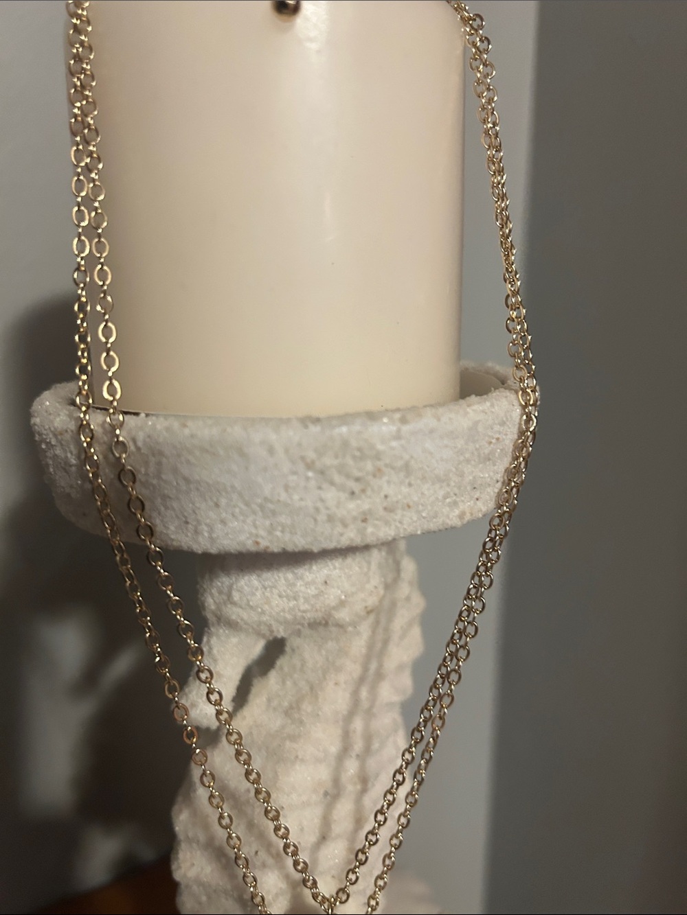 Double Chain Necklace with Two Gorgeous Enamel Charms with Gold Finish - Picture 4 of 9